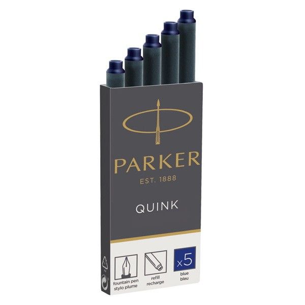 Картриджи Quink для перьевых ручек Parker Синие 11 410BLU