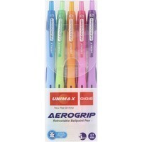 Набор шариковых ручек Unimax Aerogrip-3 Ассорти 5 цветов чернил 0.7 мм UX-140-20