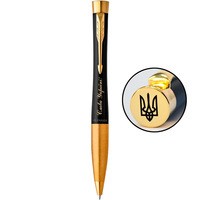 Шариковая ручка Parker URBAN 17 Muted Black GT BP Трезубец на торце + Слава Украине 30035_T011y