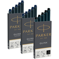 Фото Набор картриджей для перьевых ручек Quink Parker Синие 11 410BLU+Parker Темно-синие 11 410BLB+Parker Черные 11 410BK