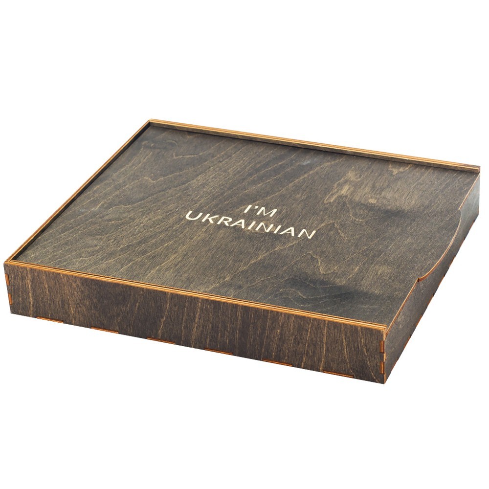 Подарочный набор: Коробка + Ручка-роллер Parker IM 17 GT RB 22 222 + Блокнот Axent Partner I'm Ukrainian синий 8201-02-A-UKR